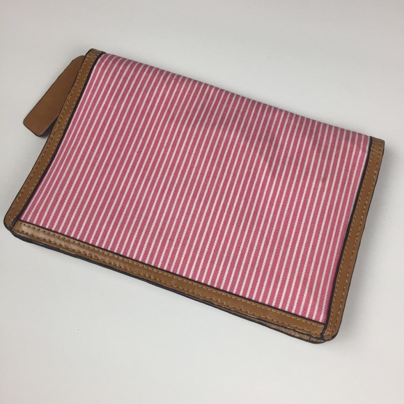 Orange Carmel Red and White Striped Clutch Purse - Picture 6 of 6